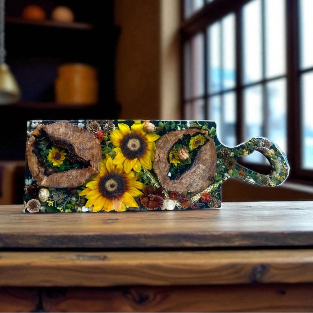 Handmade Sunflower Charcuterie Board